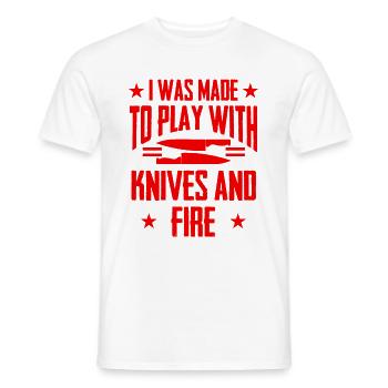 Knives and fire cook - Men's T-Shirt - white - Front - AI Model Male 178 dark (178cm)
