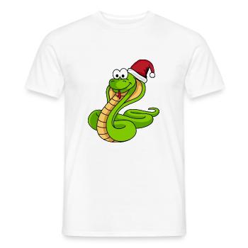 Snake Cobra Comic Christmas - Men's T-Shirt - white - Front - AI Model Male 178 dark (178cm)