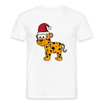 Leopard Comic Weihnachten - Männer T-Shirt - Weiß - Vorne - AI Model Male 178 dark (178cm)