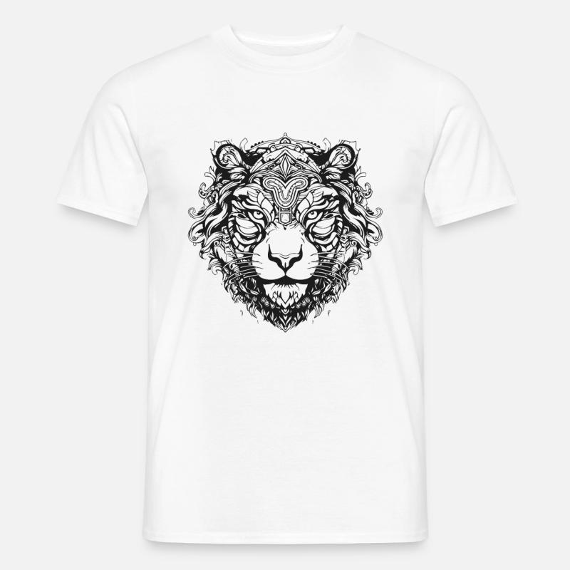 Tiger Mandala Boho - Männer T-Shirt - Weiß
