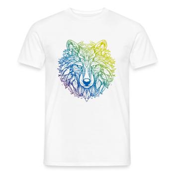Wolf Mandala Boho - T-shirt homme - blanc - Devant - AI Model Male 178 dark (178cm)