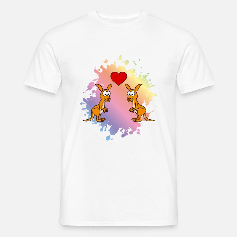Kangaroo Comic Paar Liebe - Männer T-Shirt - Weiß
