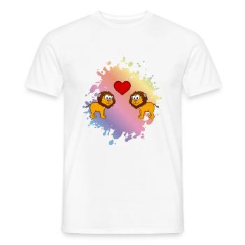 Lion Comic Couple Amour - T-shirt homme - blanc - Devant - AI Model Male 178 dark (178cm)