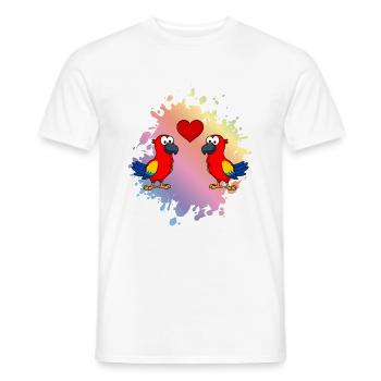 Papagai Comic Couple Love - T-shirt homme - blanc - Devant - AI Model Male 178 dark (178cm)