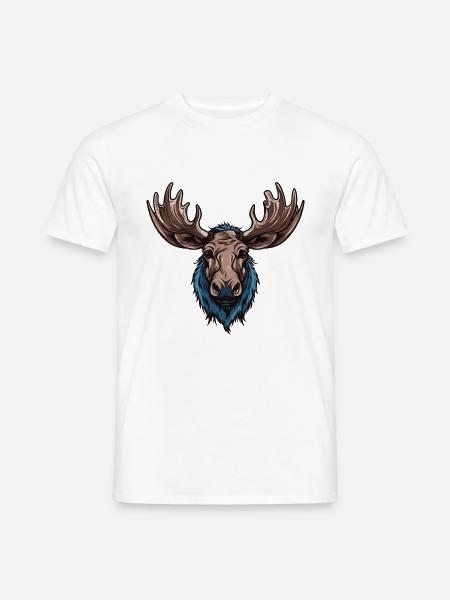 Elch Portrait - Männer T-Shirt - Weiß