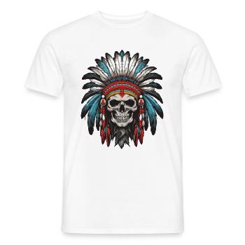 Crâne de chef indien Apache - T-shirt homme - blanc - Devant - AI Model Male 178 dark (178cm)