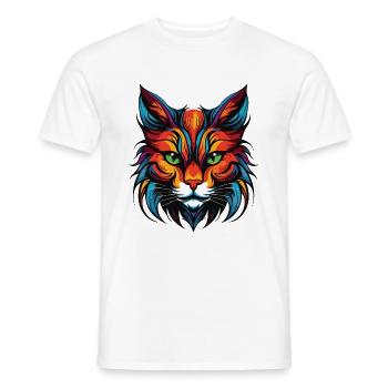 Tête de portrait de chat - T-shirt homme - blanc - Devant - AI Model Male 178 dark (178cm)