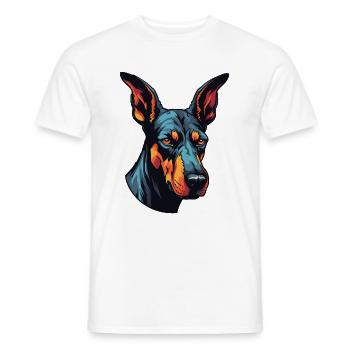 Portrait de chien doberman - T-shirt homme - blanc - Devant - AI Model Male 178 dark (178cm)