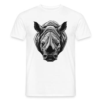Rhinocéros Portrait Animal - T-shirt homme - blanc - Devant - AI Model Male 178 dark (178cm)