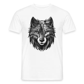 Wolf Portrait Animal - Men's T-Shirt - white - Front - AI Model Male 178 dark (178cm)