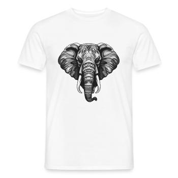 Éléphant Portrait Animal - T-shirt homme - blanc - Devant - AI Model Male 178 dark (178cm)
