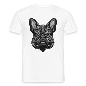 Chien bouledogue français Portrait Animal - T-shirt homme - blanc - Devant - AI Model Male 178 dark (178cm)