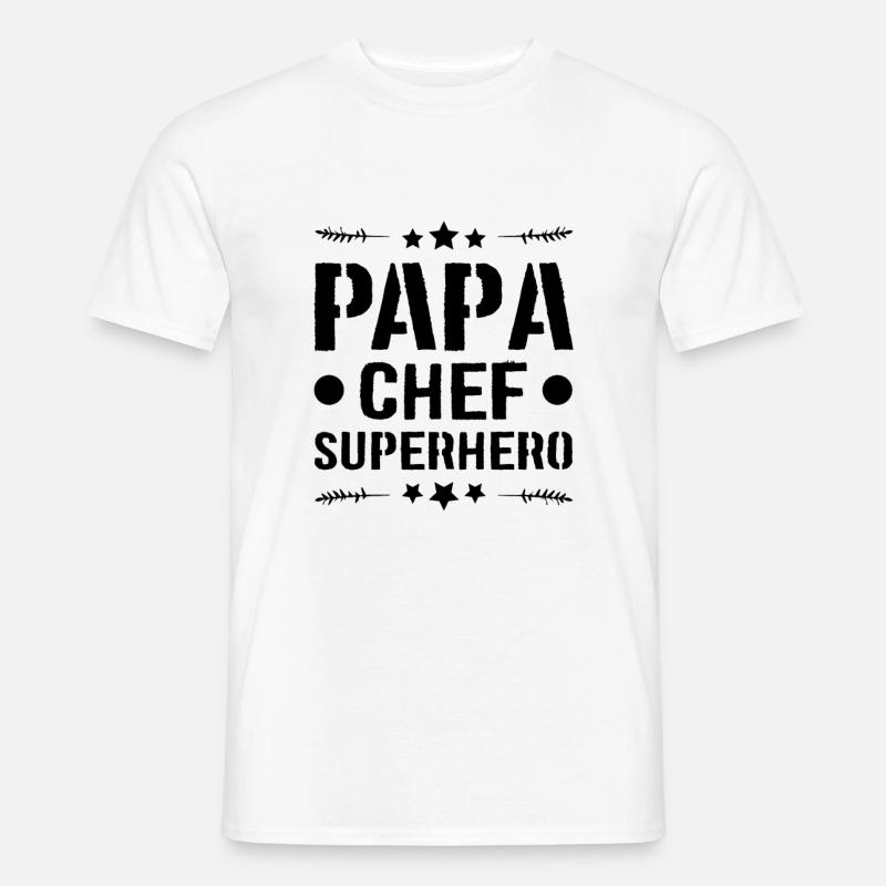 Papa Chef Superheld Dad - Männer T-Shirt - Weiß