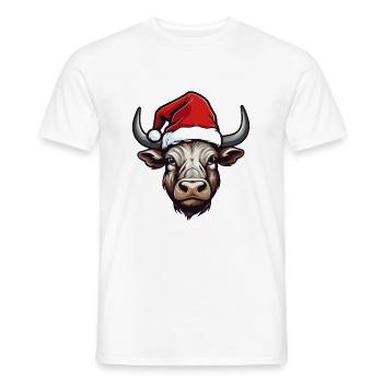 Bulle Porträt Weihnachten Taurus - Männer T-Shirt - Weiß - Vorne - AI Model Male 178 dark (178cm)