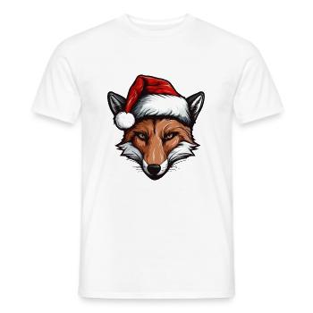 Fox Portrait Christmas - Men's T-Shirt - white - Front - AI Model Male 178 dark (178cm)