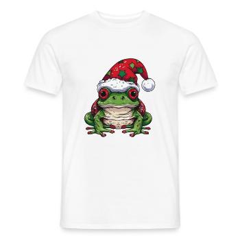 Portrait de grenouille Noël - T-shirt homme - blanc - Devant - AI Model Male 178 dark (178cm)