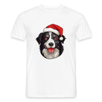 Border Collie chien Noël - T-shirt homme - blanc - Devant - AI Model Male 178 dark (178cm)