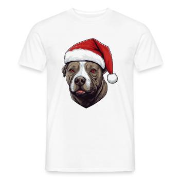 Staffordshire Bull Terrier chien Noël - T-shirt homme - blanc - Devant - AI Model Male 178 dark (178cm)