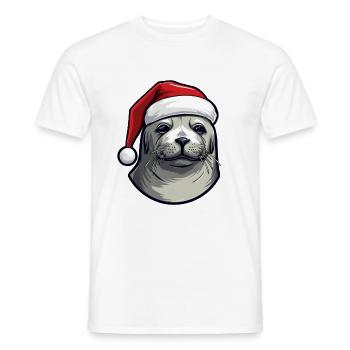 Robbe Seehund Weihnachten Portät - Männer T-Shirt - Weiß - Vorne - AI Model Male 178 dark (178cm)
