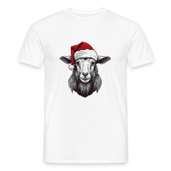 Goat Head Christmas Portrait - Men's T-Shirt - white - Front - AI Model Male 178 dark (178cm)