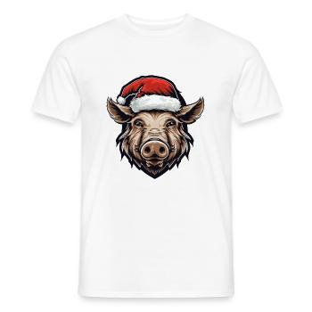 Wild Boar Christmas Animal Funny Xmas - Men's T-Shirt - white - Front - AI Model Male 178 dark (178cm)