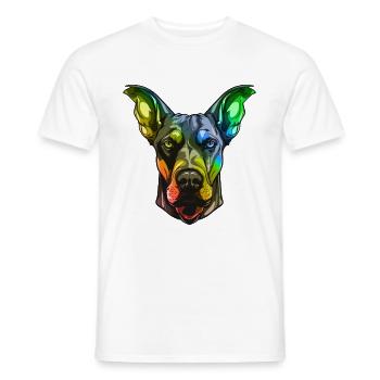 Doberman Dog Head Colorful - Men's T-Shirt - white - Front - AI Model Male 178 dark (178cm)