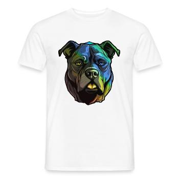 Staffordshire Bull Terrier Dog Head Colorful - Men's T-Shirt - white - Front - AI Model Male 178 dark (178cm)