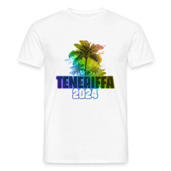 Tenerife 2024 Vacances Palmiers Colorés - T-shirt homme - blanc - Devant - AI Model Male 178 dark (178cm)