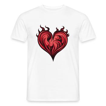 Coeur, Flamme, Feu, Amour - T-shirt homme - blanc - Devant - AI Model Male 178 dark (178cm)