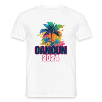 Cancun 2024 Urlaub Palmen Klecks - Männer T-Shirt - Weiß - Vorne - AI Model Male 178 dark (178cm)