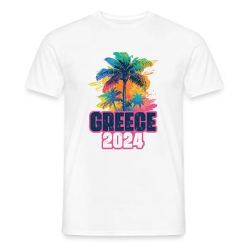 Greece 2024 Urlaub Palmen Klecks - Männer T-Shirt - Weiß - Vorne - AI Model Male 178 dark (178cm)