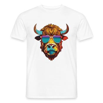 Bull Head Portrait Cool Taurus - Men's T-Shirt - white - Front - AI Model Male 178 dark (178cm)