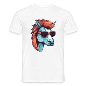 Pferd Kopf Porträt Cool - Männer T-Shirt - Weiß - Vorne - AI Model Male 178 dark (178cm)