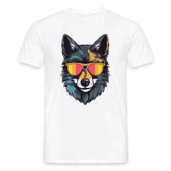 Portrait de tête de loup Cool - T-shirt homme - blanc - Devant - AI Model Male 178 dark (178cm)