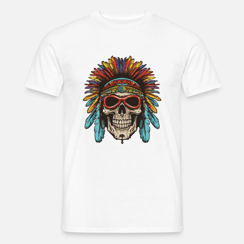 Apache Totenkopf Indianer - Männer T-Shirt - Weiß