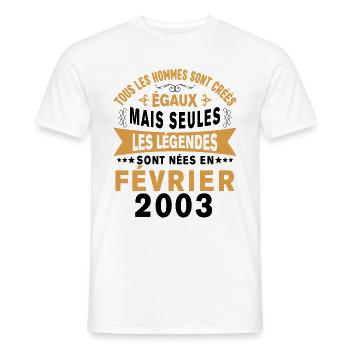 Légendes Sont Nées En Février 2003 Cadeau - T-shirt homme - blanc - Devant - AI Model Male 178 dark (178cm)