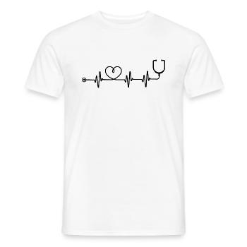 stéthoscope docteur t-shirt médecin - T-shirt homme - blanc - Devant - AI Model Male 178 dark (178cm)