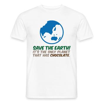 Sauver la planète. Il est chocolat! - T-shirt homme - blanc - Devant - AI Model Male 178 dark (178cm)