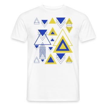 Dreiecke Minimalistische Geometrie Blau Gelb - Männer T-Shirt - Weiß - Vorne - AI Model Male 178 dark (178cm)