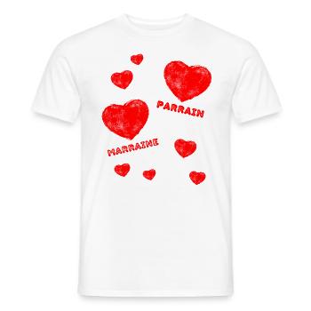 J'aime Parrain + Marraine Gros Cœurs Rouges - T-shirt homme - blanc - Devant - AI Model Male 178 dark (178cm)