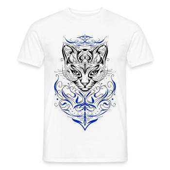 Katze Tattoo Chat Tribal - T-shirt homme - blanc - Devant - AI Model Male 178 dark (178cm)
