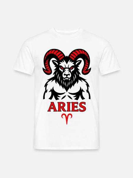 Aries Sternzeichen mit Hörnersymbol - Mænd T-shirt - hvid