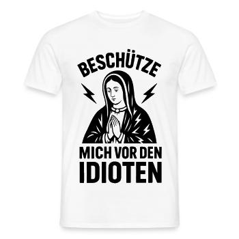 Funshirt Protect me from the idiots - Men's T-Shirt - white - Front - AI Model Male 178 dark (178cm)