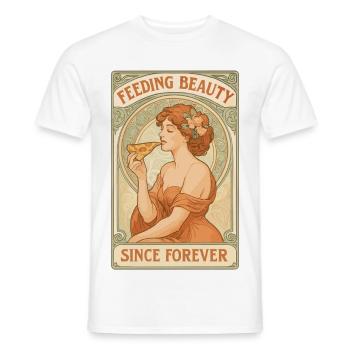 Pizza pin-up dans le style Art nouveau – pastel vintage - T-shirt homme - blanc - Devant - AI Model Male 178 dark (178cm)