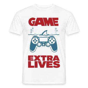 Game Over Extra Lives Gamer Spruch - Men's T-Shirt - white - Front - AI Model Male 178 dark (178cm)