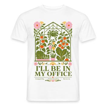 Ich bin in meinem Büro beim Bio-Gärtnern - Männer T-Shirt - Weiß - Vorne - AI Model Male 178 dark (178cm)