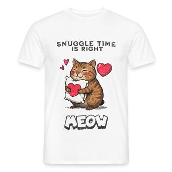 Snuggle Time Is Right Meow Katze Kuscheln Geschenk - Männer T-Shirt - Weiß - Vorne - AI Model Male 178 dark (178cm)