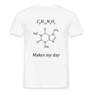 La caféine fait ma journée - T-shirt homme - blanc - Devant - AI Model Male 178 dark (178cm)