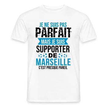 Cadeau Supporter Marseille Foot Marseillais Humour - T-shirt homme - blanc - Devant - AI Model Male 178 dark (178cm)