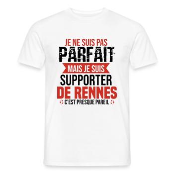 Cadeau Supporter Rennes Foot Rennais Humour - T-shirt homme - blanc - Devant - AI Model Male 178 dark (178cm)